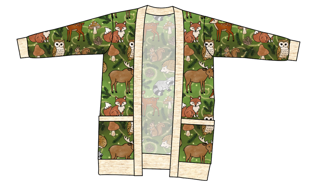 Winter Woodland Kids Grandpa Cardigan