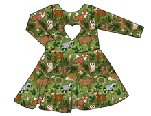 Load image into Gallery viewer, Winter Woodland Molly Heart Back Twirly Dress