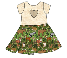 Load image into Gallery viewer, Winter Woodland Molly Heart Back Twirly Dress