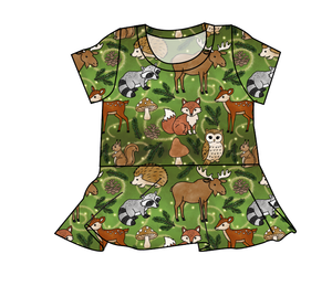 Winter Woodland Peplum Top