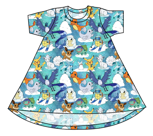 Poke Fun in the Snow Basic T-Shirt Dress