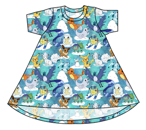 Poke Fun in the Snow Basic T-Shirt Dress