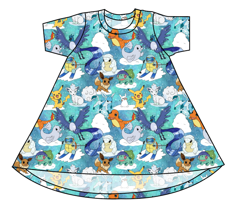 Poke Fun in the Snow Basic T-Shirt Dress