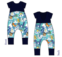 Load image into Gallery viewer, Poke Fun In The Snow Low Back Romper and Bubble Romper