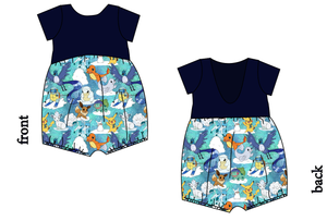 Poke Fun in the Snow Low Back Romper and Bubble Romper
