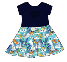 Load image into Gallery viewer, Poke Fun In The Snow Molly Heart Back Twirly Dress