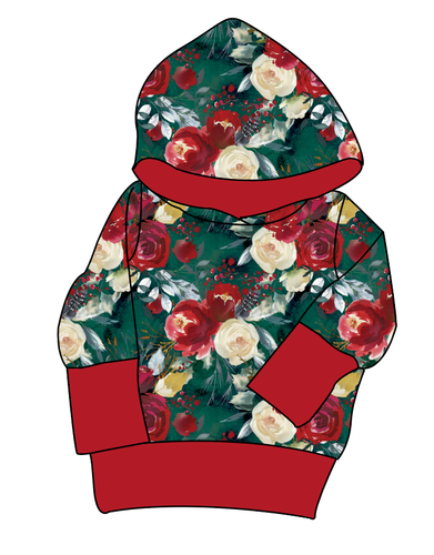 Merry Floral Grow With Me Hoodie (or Crewneck)