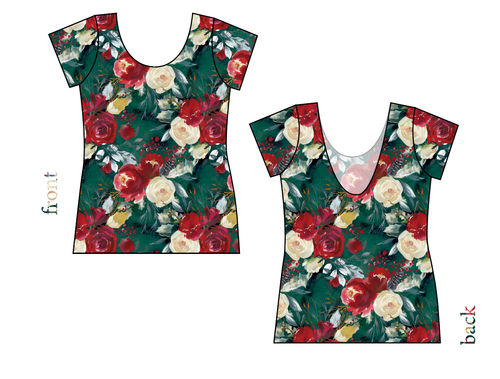 Merry Floral Ladies' Low Back Ballerina Tee