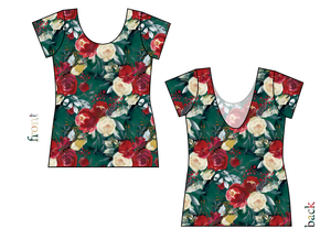 Merry Floral Ladies' Low Back Ballerina Tee