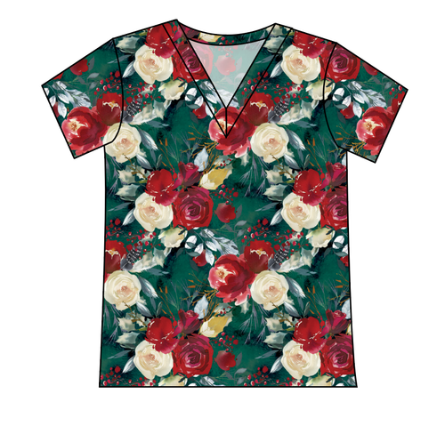 Merry Floral Ladies' Slouchy V-Neck Tee