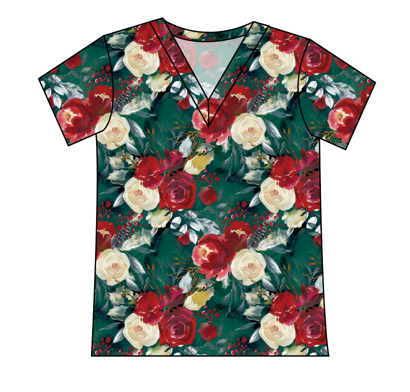 Merry Floral Ladies' Slouchy V-Neck Tee