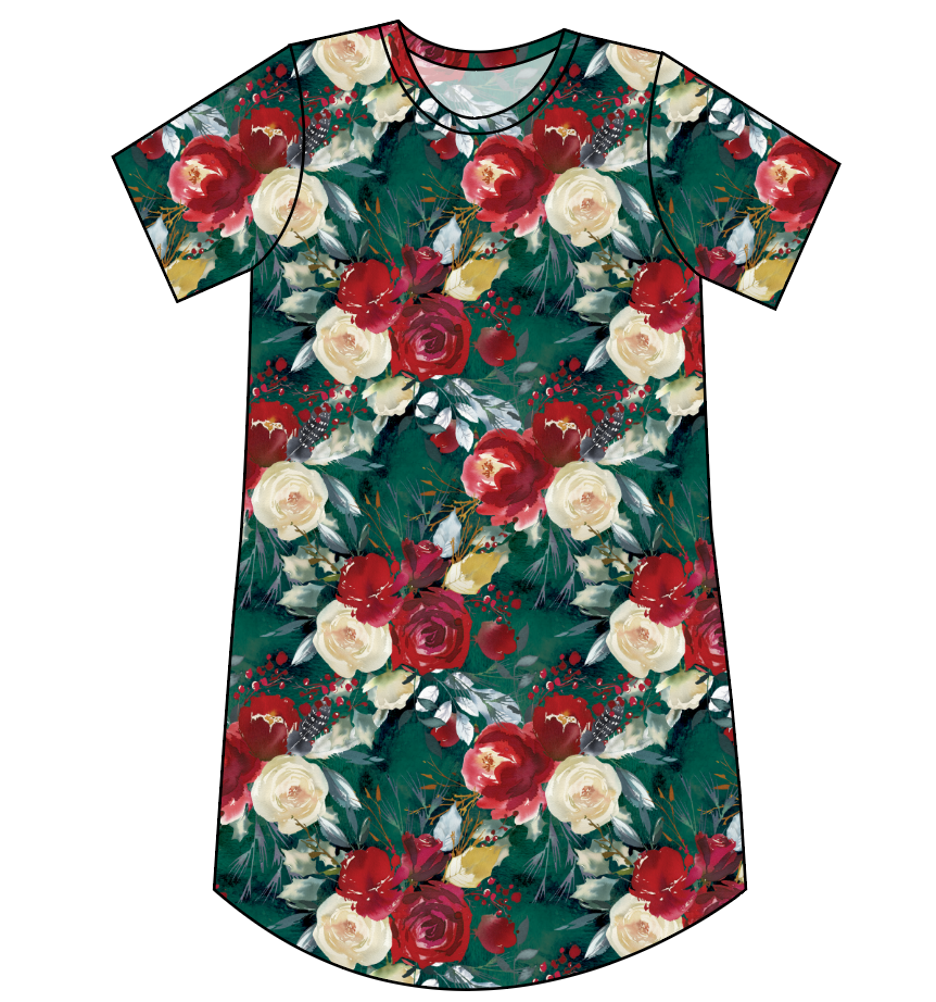 Merry Floral Ladies' T-Shirt Dress