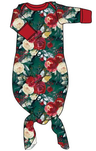 Merry Floral Newborn Knotted Gown