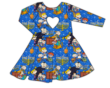 Load image into Gallery viewer, Hanukkah Special Molly Heart Back Twirly Dress