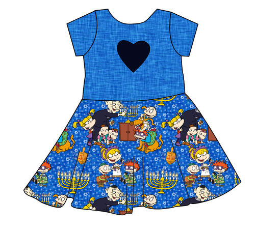 Hanukkah Special Molly Heart Back Twirly Dress