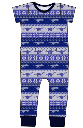 Dino Holiday Sweater Bennett Pants and Shorts Length T-Shirt Romper