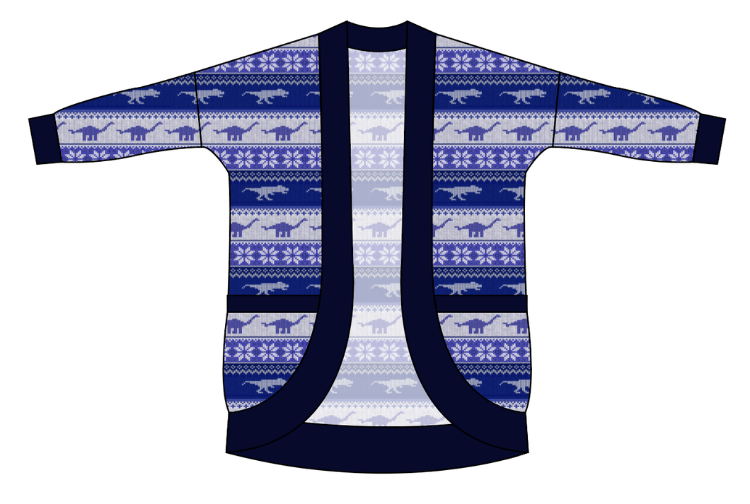 Dino Holiday Sweater Ladies' Cocoon Cardigan