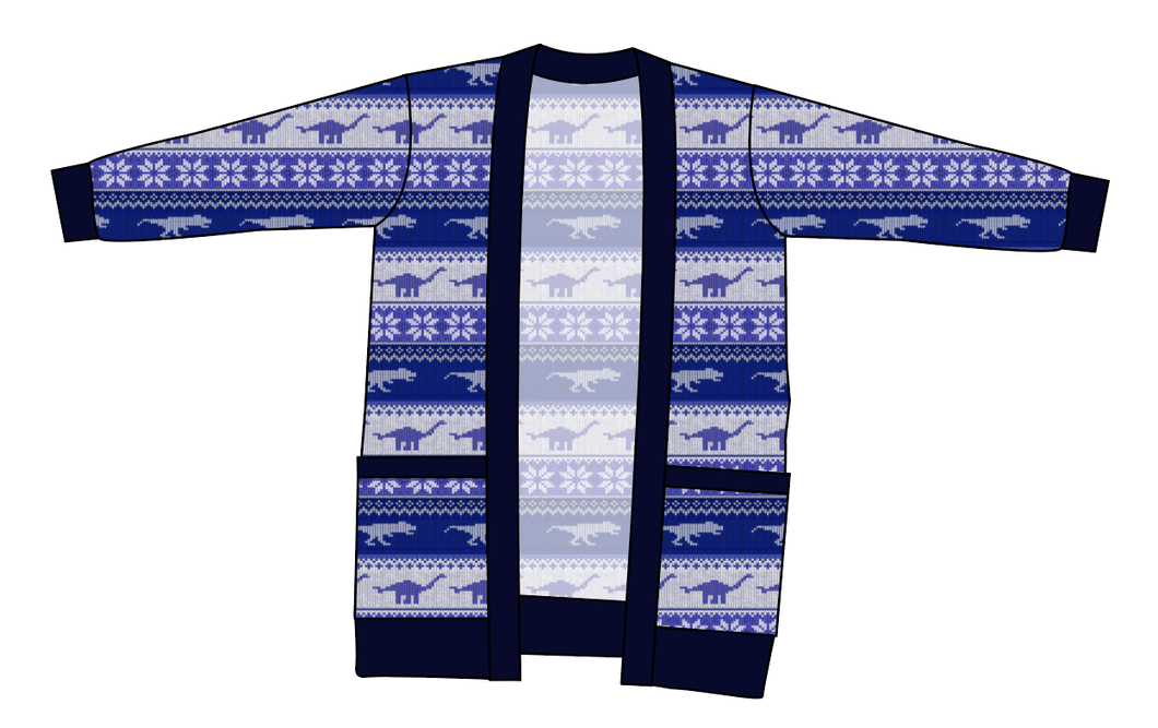 Dino Holiday Sweater Kids Grandpa Cardigan
