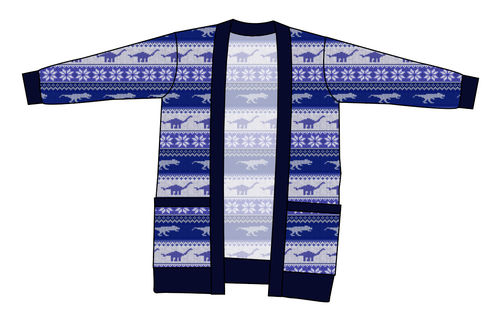 Dino Holiday Sweater Ladies' Grandpa Cardigan