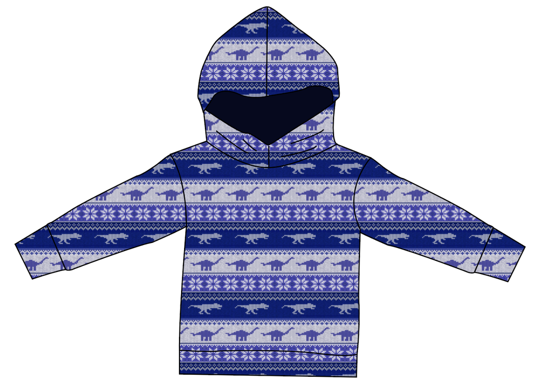 Dino Holiday Sweater Ladies Oversized Hoodie