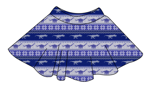 Dino Holiday Sweater Ladies' Circle Skirt