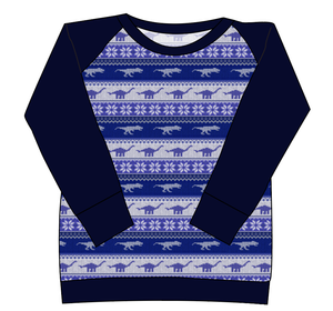 Dino Holiday Sweater Ladies' Classic Crewneck