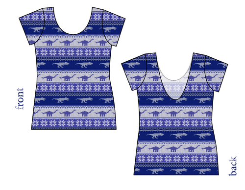 Dino Holiday Sweater Ladies' Low Back Ballerina Tee