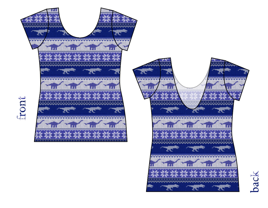 Dino Holiday Sweater Ladies' Low Back Ballerina Tee