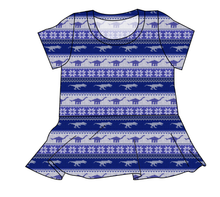 Load image into Gallery viewer, Dino Holiday Sweater Ladies&#39; Peplum Top