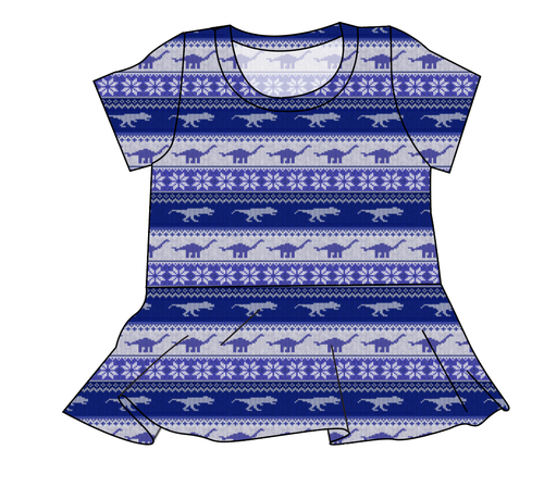 Dino Holiday Sweater Ladies' Peplum Top