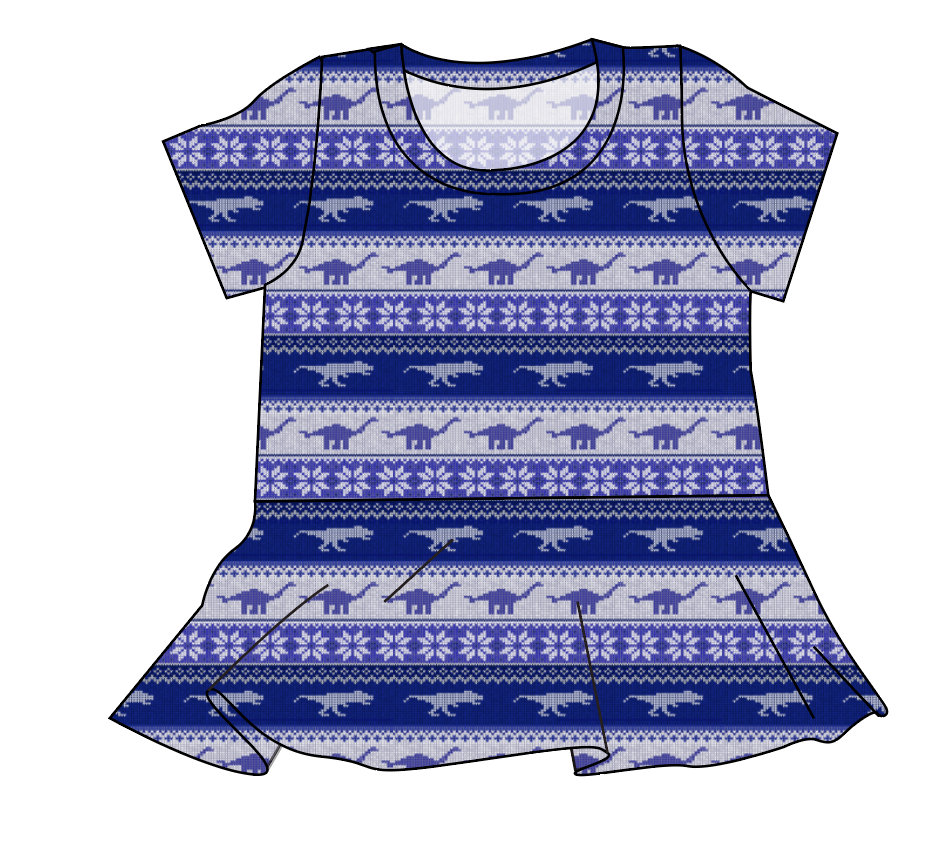 Dino Holiday Sweater Ladies' Peplum Top