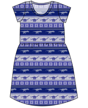 Load image into Gallery viewer, Dino Holiday Sweater Ladies&#39; Play Dress