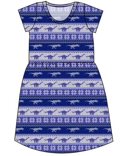 Dino Holiday Sweater Ladies' Play Dress