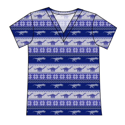 Dino Holiday Sweater Ladies' Slouchy V-Neck Tee