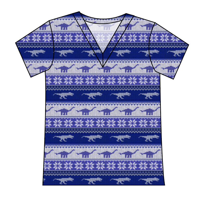 Dino Holiday Sweater Ladies' Slouchy V-Neck Tee