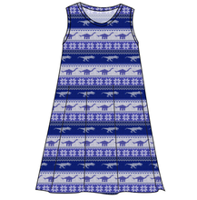 Load image into Gallery viewer, Dino Holiday Sweater Ladies&#39; Swing Dress