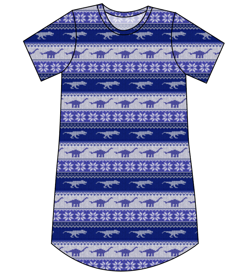 Dino Holiday Sweater Ladies' T-Shirt Dress