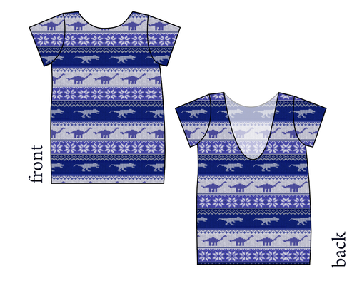 Dino Holiday Sweater Low Back Ballerina Tee