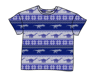 Dino Holiday Sweater Oversized Tee