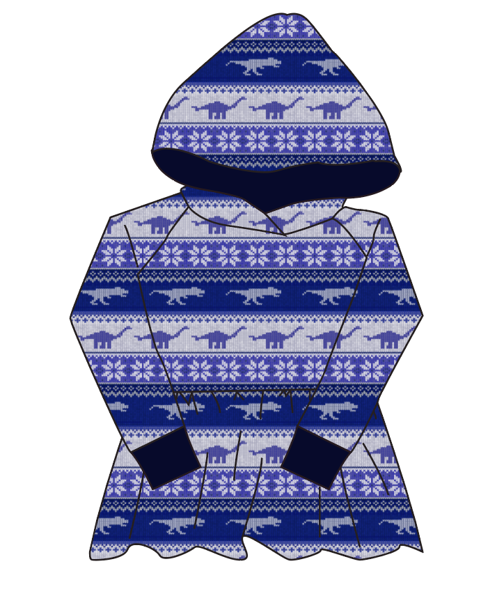 Dino Holiday Sweater Peplum Hoodie (or Crewneck)