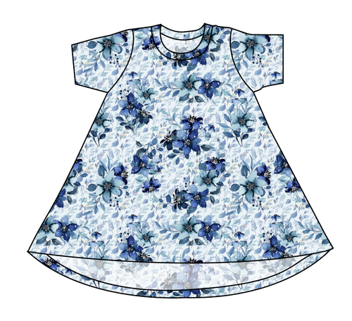 Winter Floral Basic T-Shirt Dress