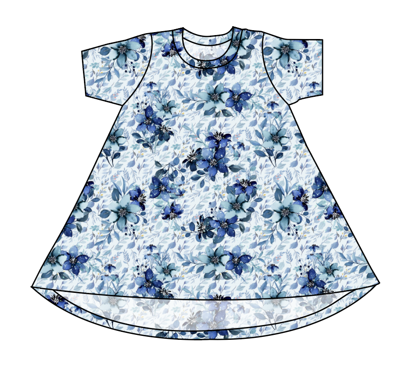Winter Floral Basic T-Shirt Dress