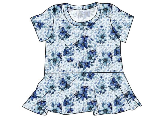 Winter Floral Ladies' Peplum Top