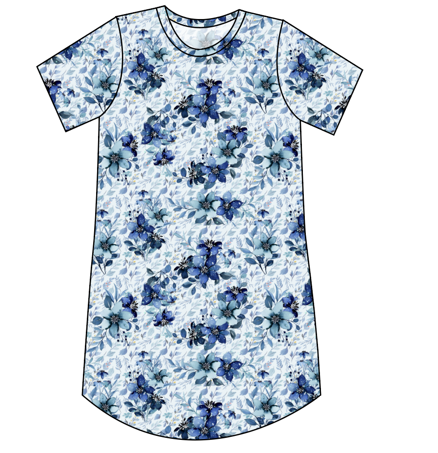 Winter Floral Ladies' T-Shirt Dress