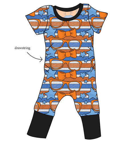 Stripes & Bowties Grow With Me Pants And Shorts Romper