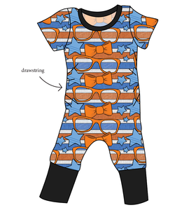 Stripes & Bowties Grow With Me Pants And Shorts Romper