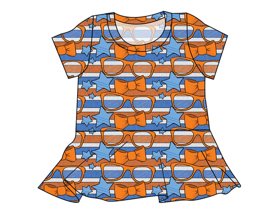 Stripes & Bowties Ladies' Peplum Top
