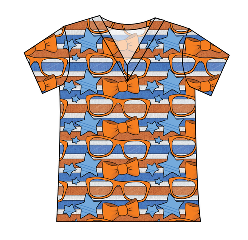 Stripes & Bowties Ladies' Slouchy V-Neck Tee