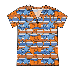 Stripes & Bowties Ladies' Slouchy V-Neck Tee