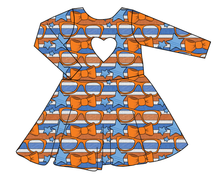 Load image into Gallery viewer, Stripes &amp; Bowties Molly Heart Back Twirly Dress